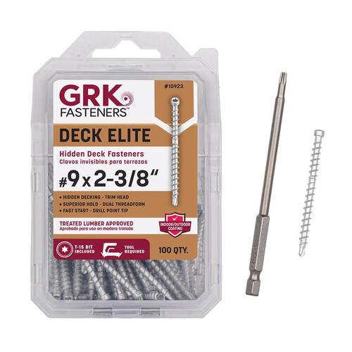 Deck Screws Deck Elite No. 9" X 2-3/8" L Silver Star Trim Head Silver