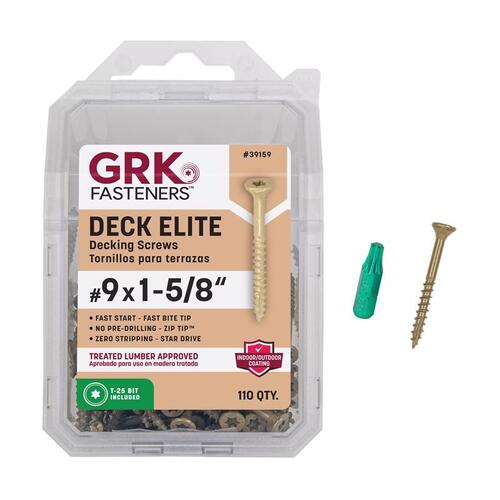 Deck Screws Deck Elite No. 9" X 1-5/8" L Gold Star Bugle Head Gold