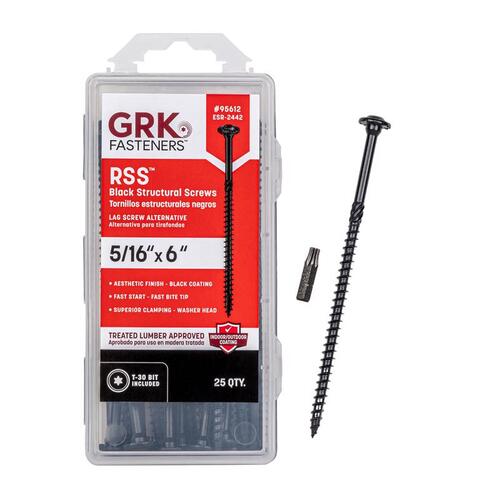 Structural Wood Screws RSS 5/16 or No. 15" X 6" L Star Black W-Cut Black