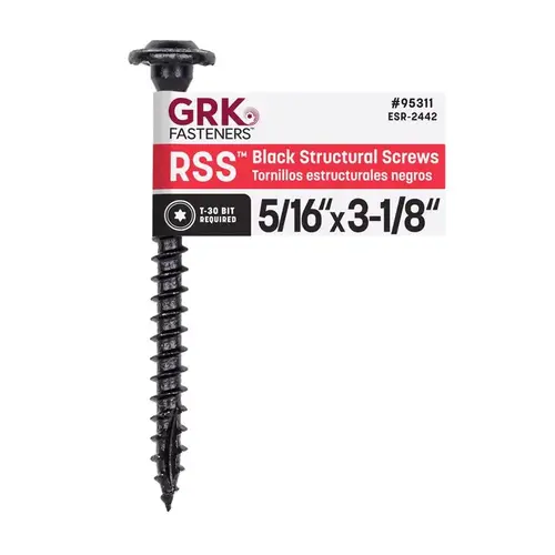 Structural Wood Screws RSS 5/16 or No. 15" X 3-1/8" L Star Black W-Cut Black - pack of 50