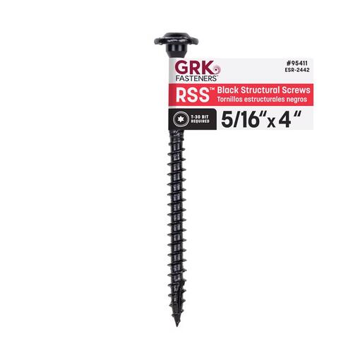 Structural Wood Screws RSS 5/16 or No. 15" X 4" L Star Black W-Cut Black