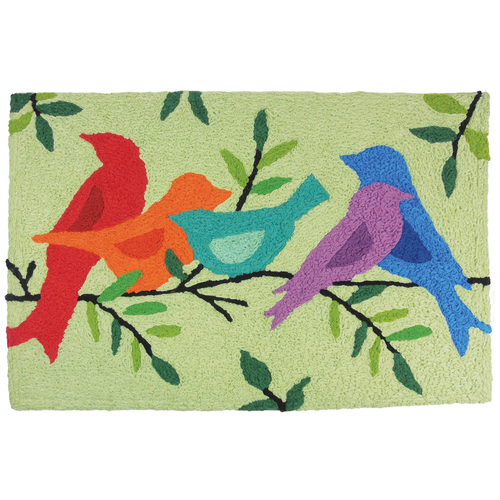 Jellybean JB-TF001 Accent Rug 20" W X 30" L Multi-Color Morning Song Birds Polyester Multi-Color