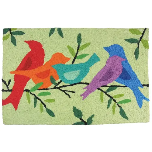 Jellybean JB-TF001 Accent Rug 20" W X 30" L Multi-Color Morning Song Birds Polyester Multi-Color