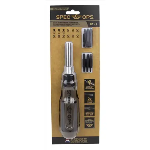 Ratcheting Screwdriver 3.5" L Black