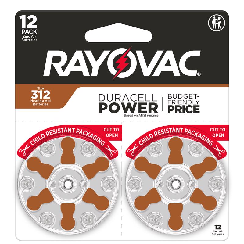 Rayovac 312CR-12ROVUS Hearing Aid Battery Zinc Air 312 1.45 V