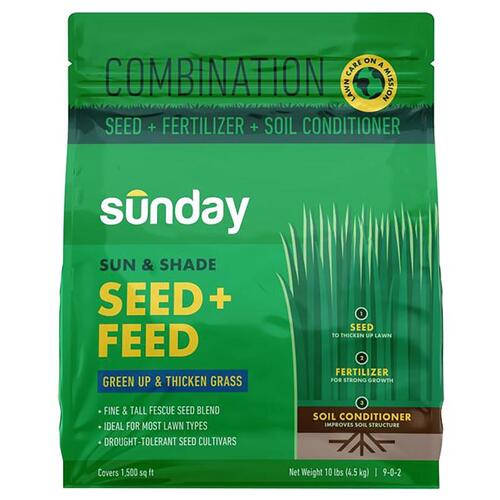 Sunday FF2024 Fertilizer/Seed/Soil Improver Tall Fescue Grass Dense Shade/Full Sun 10 lb