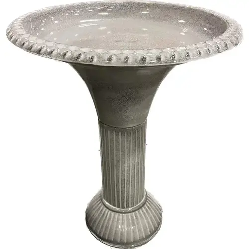 Robert Allen MPT02774 Bird Bath Ironstone Gray Metal 23.5" Gray