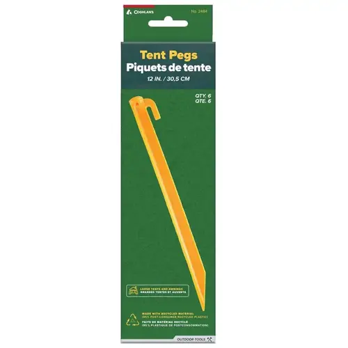 Tent Pegs Yellow 12" H Yellow