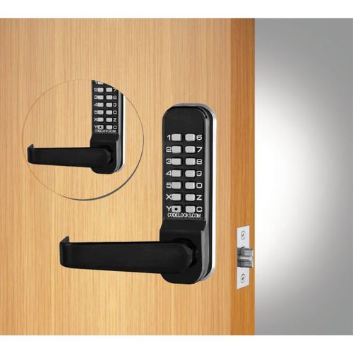 Back to Back Tubular Keypad Lever Latchbolt Lock with Code Free Option Flat Black Finish