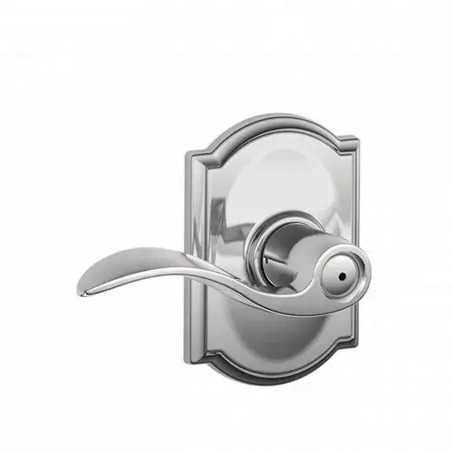 F40 Accent Lever Privacy Lock with Camelot Trim Bright Polished Chrome