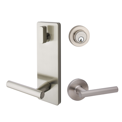 Round Rose Interconnected Lock Satin Nickel