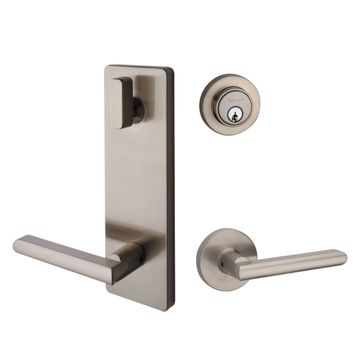 Round Rose Interconnected Lock Satin Nickel