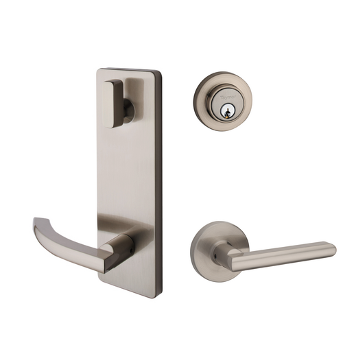 Round Rose Interconnected Lock Satin Nickel