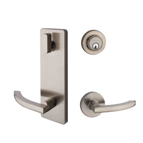 Round Rose Interconnected Lock Satin Nickel