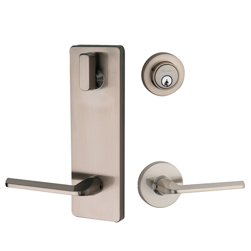 Round Rose Interconnected Lock Satin Nickel