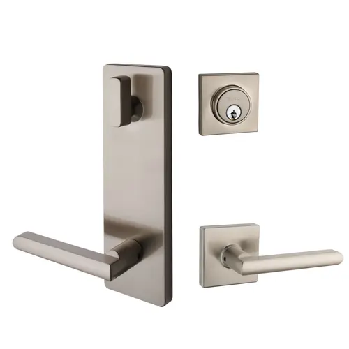 Square Rose Interconnected Lock Satin Nickel