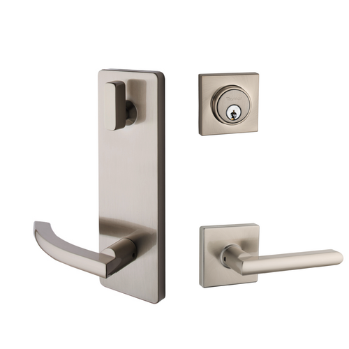 Square Rose Interconnected Lock Satin Nickel