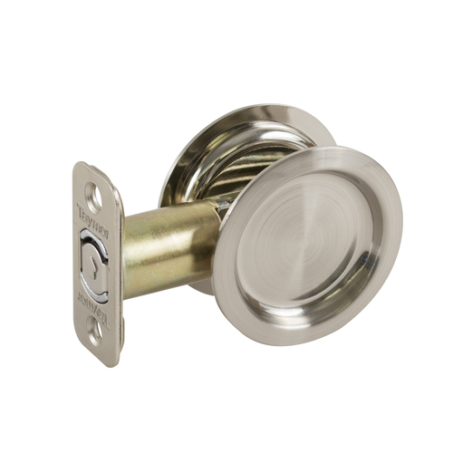 Round Sliding Door Lock Satin Nickel