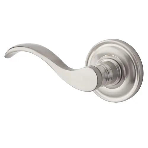 Half Dummy Left Hand Curved Lever and Traditional Round Rose Satin Nickel Finish