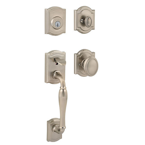 Baldwin Prestige 180WYHXCYKARB15SV1 Complete Wesley By Carnaby ARB Handleset with RCAL Latch, RCS Strike, and Smart Key in New Box Satin Nickel Finish