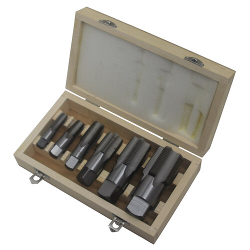 6 Piece High Speed Steel NPT Pipe Tap Set Uncoated (Bright)