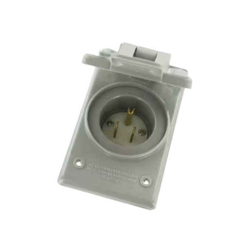 Leviton 001-05278-CWP 000-05278-CWP Inlet with Cover, 2 -Pole, 125 V, 15 A, NEMA: NEMA 5-15R, Brown