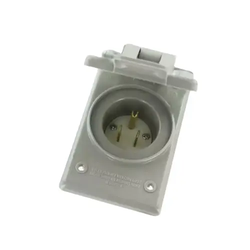 Leviton 001-05278-CWP 000-05278-CWP Inlet with Cover, 2 -Pole, 125 V, 15 A, NEMA: NEMA 5-15R, Brown
