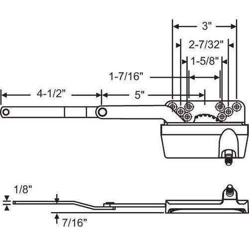 Split Arm Ellipse RH Casement Operator Beige