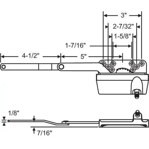 Split Arm Ellipse RH Casement Operator Clay Sealable