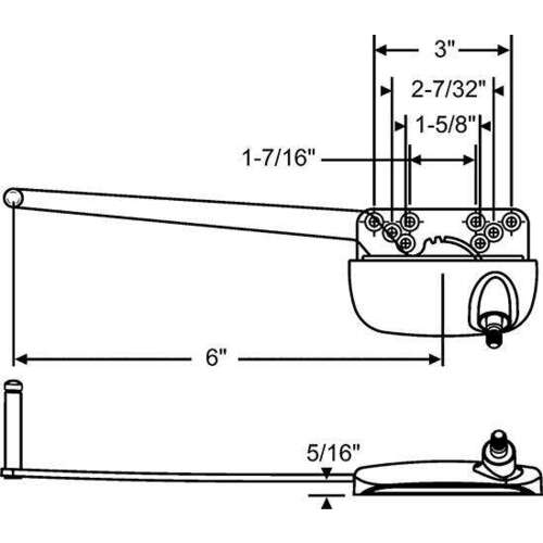 Single Arm Ellipse Casement Op With 5/16 Diameter Pin on Arm No Brkt Included Clay