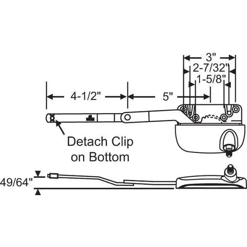 Split Arm Ellipse Casement Op Clip on Bottom