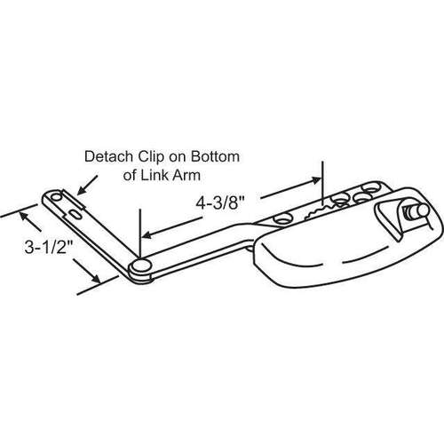 Single Arm Ellipse Casement Op Brt Wht