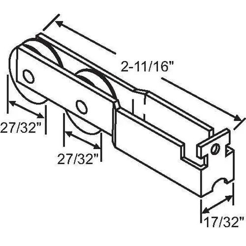 Comm'l Sliding Window Roll 2 Wheel Stainless Steel