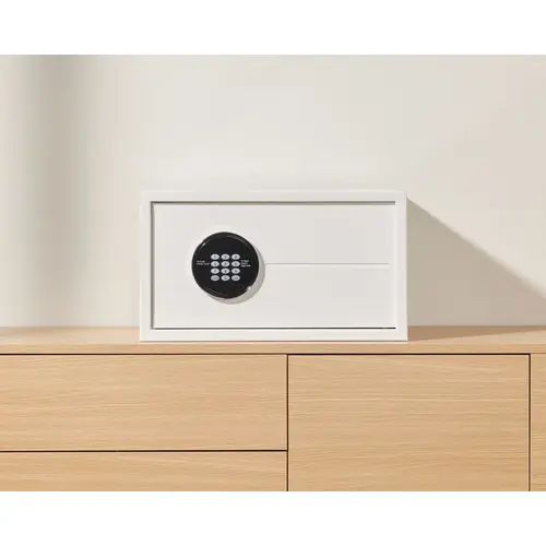 Safe, MyCube Classic White Steel, White keypad High-gloss designer finish, with reinforced steel walls and tamper-proof door bolts