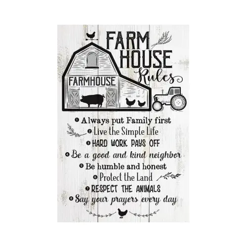 HEADWIND CONSUMER PRODUCTS 860-3011 Metal "Farmhouse Rules" Sign, Indoor/Outdoor Use
