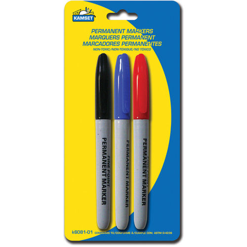 Symak Sales Co, Inc UC1692 Chisel Point Permanent Markers Red/Black/Blue pack of 2