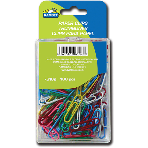 1" Paper Clips ASST Colors pack of 100