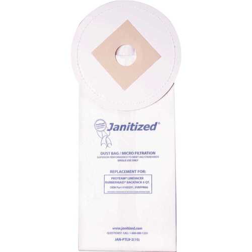 JANITIZED JAN-PTLV-2(10) Vacuum Bag for ProTeam LineVacer & Rubbermaid BP 9VBP06Equivalent to 100291, 9VBPPB06 White