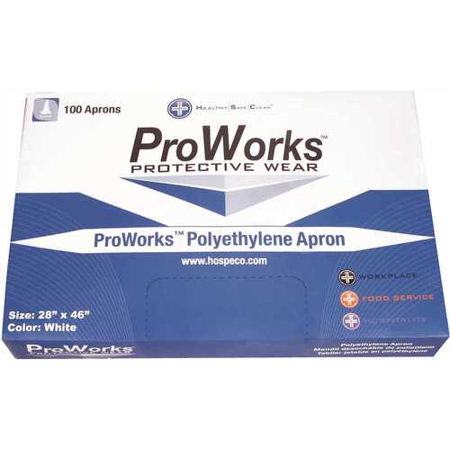 ProWorks DA-AP2846 28 in. x 46 in. 2.0 mil Polyethylene Apron in White