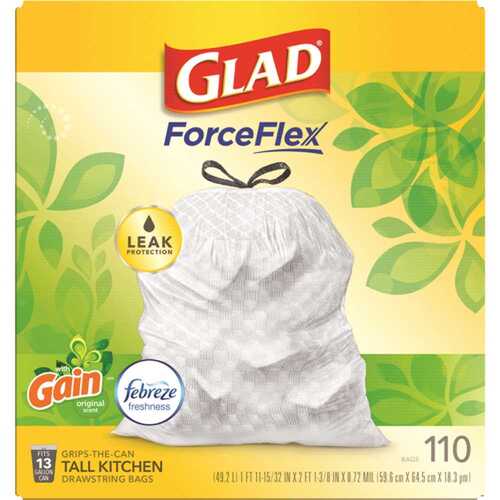 GLAD 79114 Forceflex Tall Kitchen Bags 1 Gal Gain Original/febreze