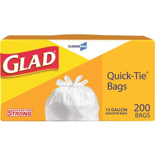 GLAD 15931 Quick-Tie Tall Kitchen Trash Bags 3 Gallon - pack of 200