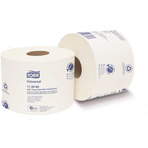 Tork 112990 1-Ply Universal Roll with OptiCore Toilet Paper (1,755-Sheets/Roll, ) White - pack of 36