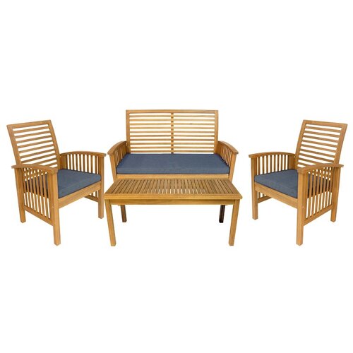 Leigh Country TX 36430 Sequoia Conversation Set, Acacia Hardwood, Natural, 4-Piece