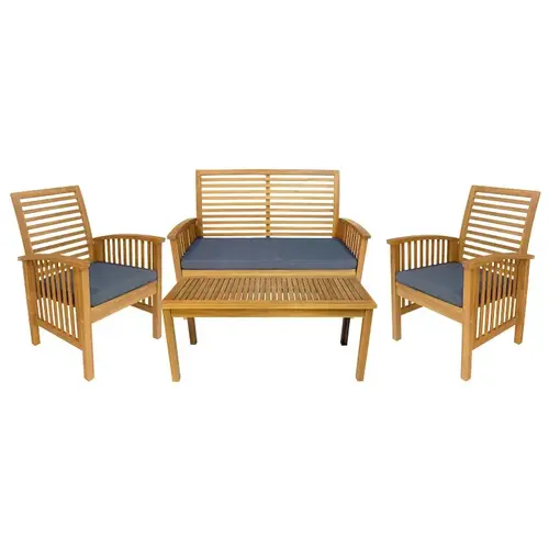 Leigh Country TX 36430 Sequoia Conversation Set, Acacia Hardwood, Natural, 4-Piece