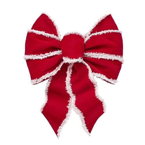 Santa's Favorite Wired Bow, Red White/White Trim, 8.5 in x 14 in - pack of 12