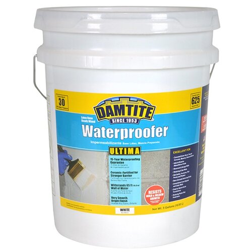 DAMTITE 03565 3565 Ultima Waterproofer, White, Liquid, 5 gal