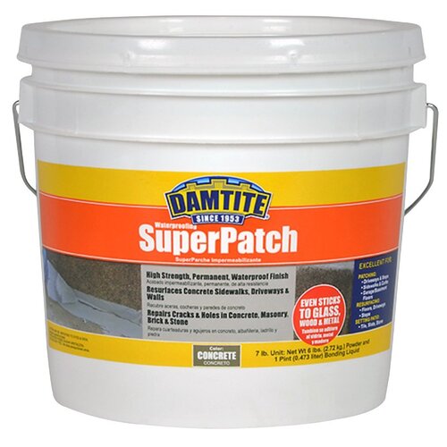 DAMTITE 4072 SuperPatch 0 Waterproofing Mortar, Gray, 7 lb, Pail