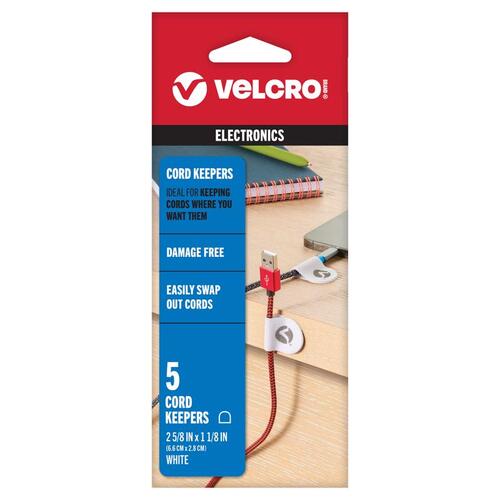 VELCRO Brand VEL-30819-USA Cord Organizer Mini Nylon 2.63" L White