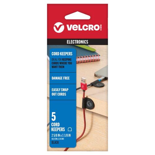 VELCRO Brand VEL-30820-USA Cord Organizer Mini Nylon 2.63" L Black