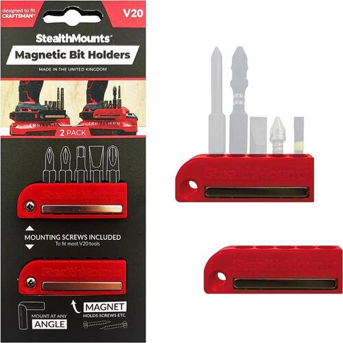 StealthMounts BH-CM-RED-2 Holder Craftsman Red ABS Magnetic Bit Red